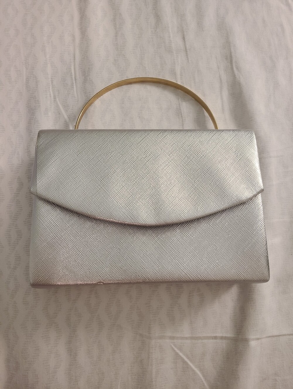 Ardene Silver Top-Handle Clutch With Chain